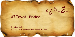 Árvai Endre névjegykártya